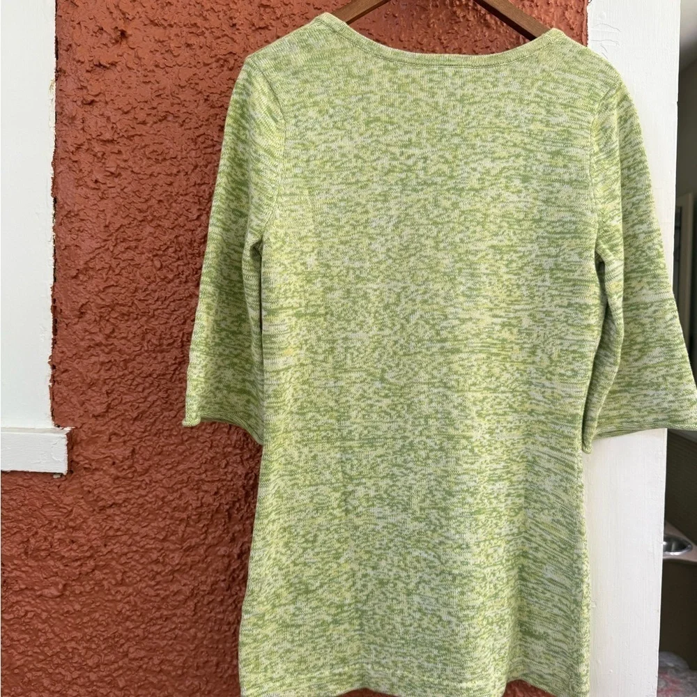 Ann Taylor Loft Tie Front Cardigan 100% Cotton Size XS Yellow/Green 3/4 Sleeve